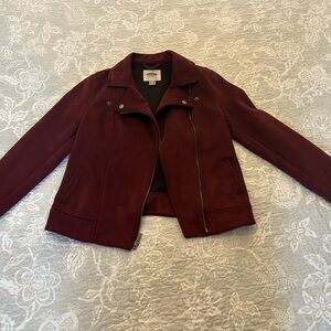 Women's Burgundy Moto Jacket